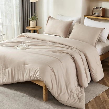 Litanika 3-Piece Lightweight Bed Comforter Set - Soft All-Season Fluffy Bedding, 1 Comforter, 2 Pillowcases, Wrinkle-Resistant Flat Weave, Hotel-Style Bed Cover Set, Home Goods for Back to School