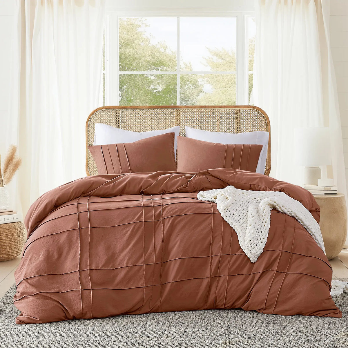 Soft Washed Pleated Bedding Sets with Pintuck Pleated Design, Comforter Set, Extra Softness Premium Microfiber Filling, All Season Lightweight,back to school,back to school shopping,home decor,sohochic