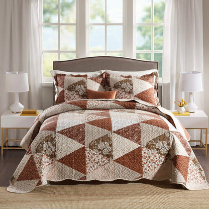 Travan 3-Piece Quilt Set Quilted Bedspread Lightweight Coverlet Set Garden Style Floral Printed Oversized Quilted Bedding Set with Shams for All Season, Exquisite, King Size
