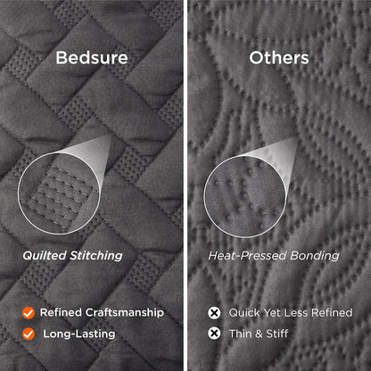 Bedsure Quilts Queen Size - Grey Bedspreads Queen Size with Basket Weave Pattern, Soft Quilt Bedding Set, Lightweight Comforter Set Coverlet for All Seasons with 2 Pillow Shams (90" x 96")