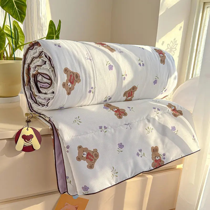 1pcs of small floral print summer quilt, super soft and skin-friendly air-conditioned quilt, Printed Quilts, suitable for use in all seasons, bedrooms, and living rooms #GLOBAL PICKS