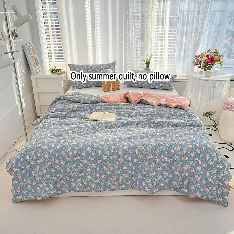 1pcs of small floral print summer quilt, super soft and skin-friendly air-conditioned quilt, Printed Quilts, suitable for use in all seasons, bedrooms, and living rooms #GLOBAL PICKS