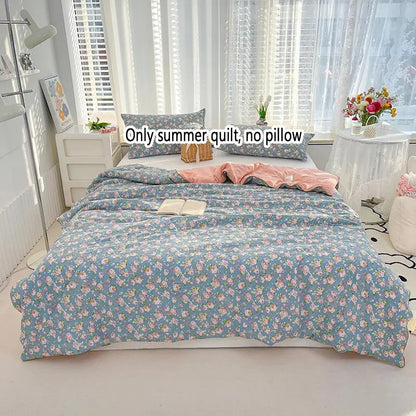 1pcs of small floral print summer quilt, super soft and skin-friendly air-conditioned quilt, Printed Quilts, suitable for use in all seasons, bedrooms, and living rooms #GLOBAL PICKS