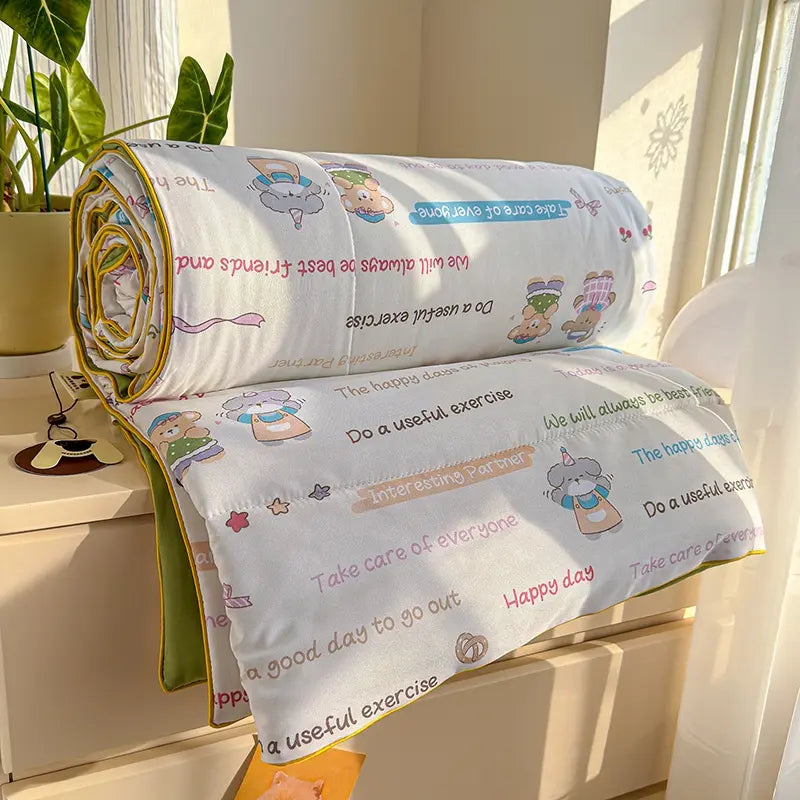 1pcs of small floral print summer quilt, super soft and skin-friendly air-conditioned quilt, Printed Quilts, suitable for use in all seasons, bedrooms, and living rooms #GLOBAL PICKS